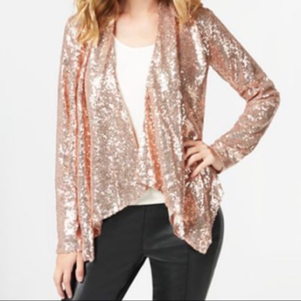 Blush pink sequin blazer